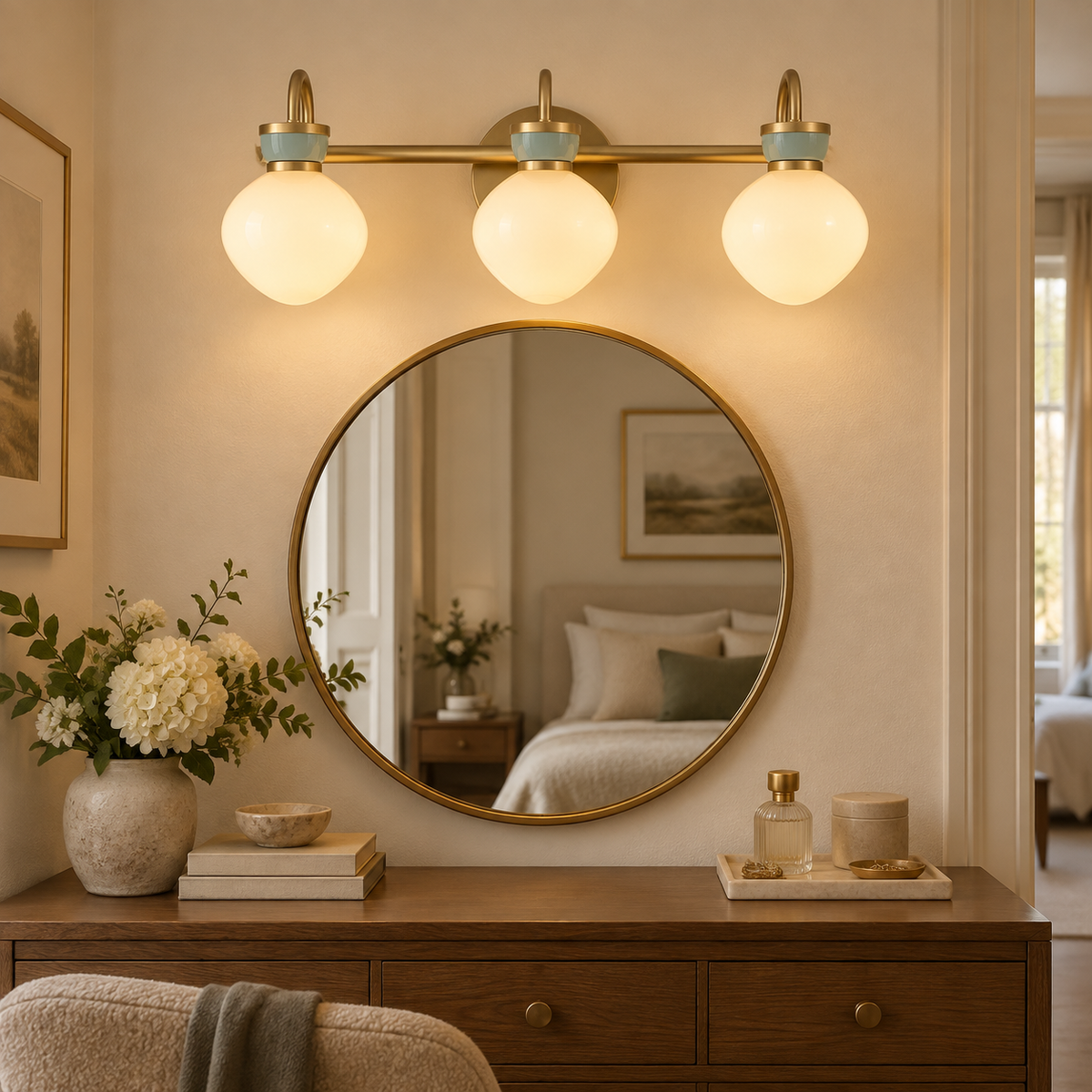 Mara Bronze single fixture bedroom dressing scene