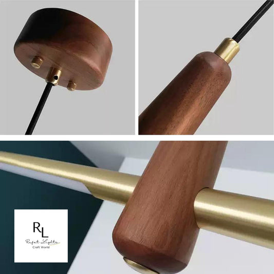 Designer Dining Room Chandelier Light Linear Solid Wood