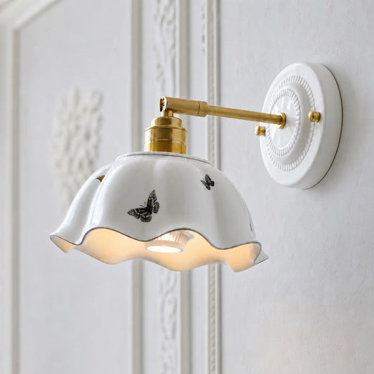 Flower Shape Ceramic Wall Sconce - 108CWP