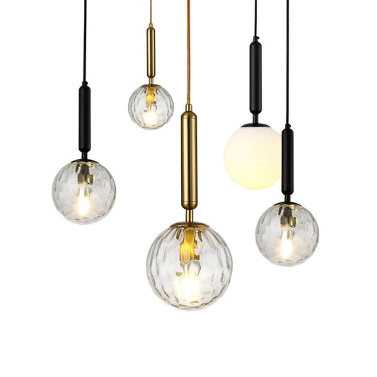 White Frosted Glass Brass Pendant Light - 204GPL