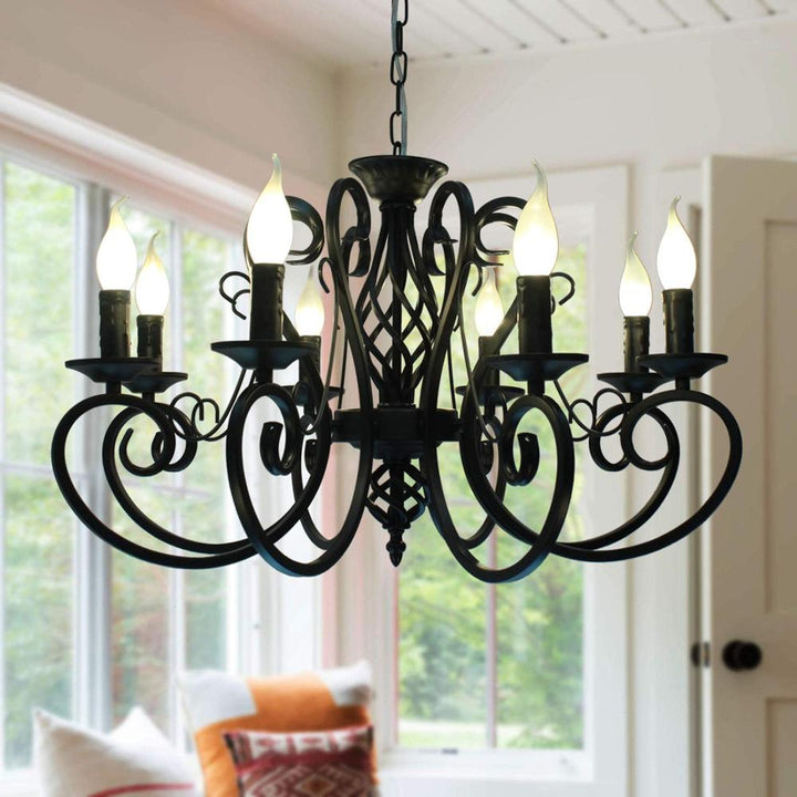 European Classic Iron Arms Chain LED Chandelier