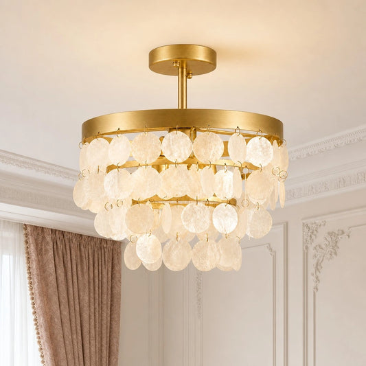 Nethia Vintage Breezy Layered Capiz Shell Ceiling Light