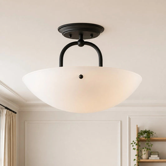 Jennifer Modern Glass Bowl Semi Flush Mount Light