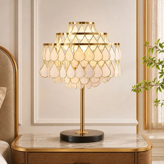 Fenrisa Vintage Cascading Waterdrop Capiz Shell Table Lamp