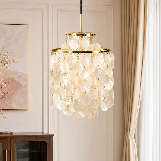 Marvyn Vintage Cascading Capiz Shell Pendant Light