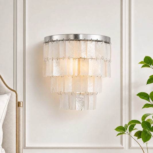 Qirien Vintage Tiered Rectangular Capiz Shell Wall Light