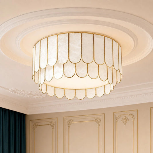 Jevora Modern Opulent Layered Capiz Shell Ceiling Light