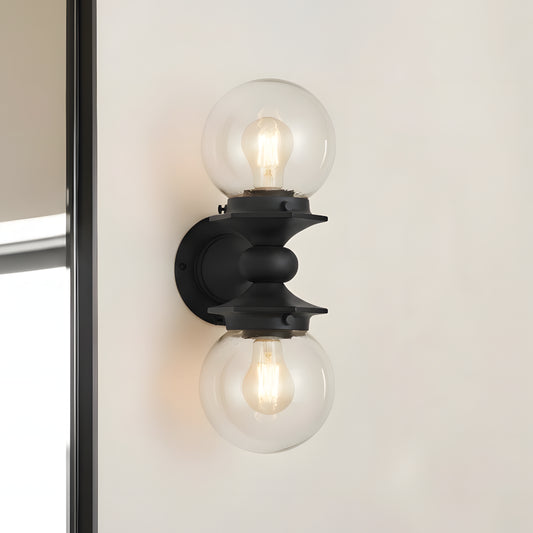 Industrial Outdoor Globe Glass Double Sconce