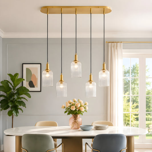Latu Industrial Modern Ribbed Glass Chandelier