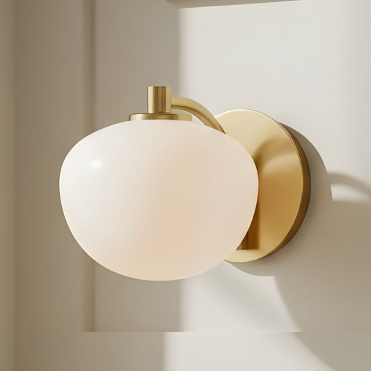 Modern Elegant White Opal Globe Milk Glass Vanity Wall  Light