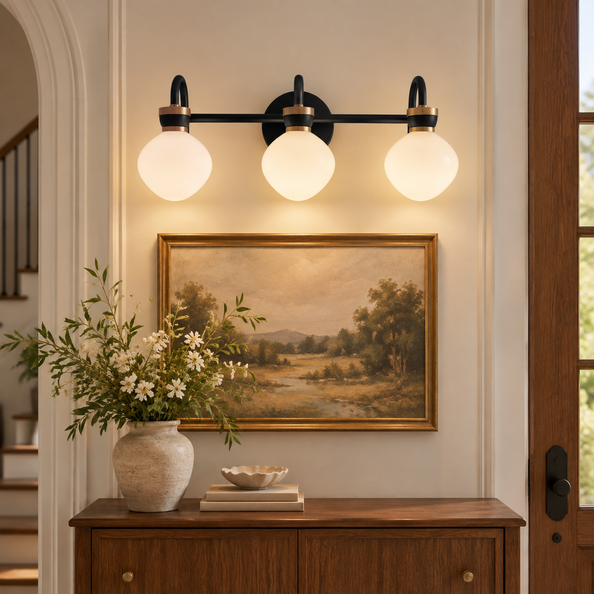 Mara Black/Bronze single fixture entryway scene