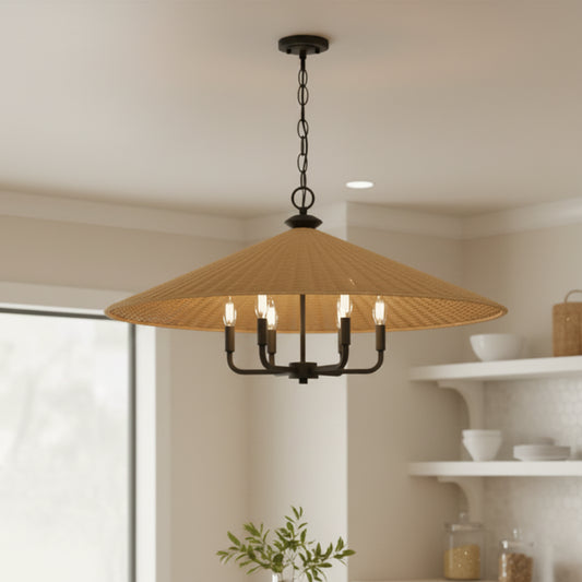 Madison Country Conical Rattan Pendant Light
