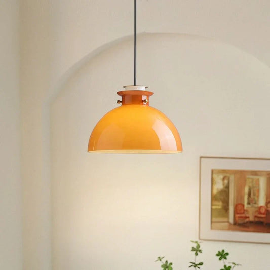 Pontos Contemporary Orange Round Glass Pendant Light