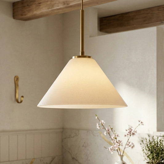 Minimalist Brass Glass Cone Pendant Light