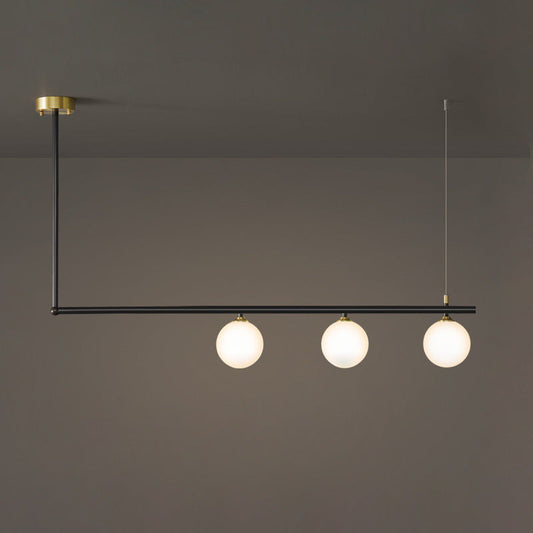 Brass Chandelier With White Frosted Globes - 1CH1