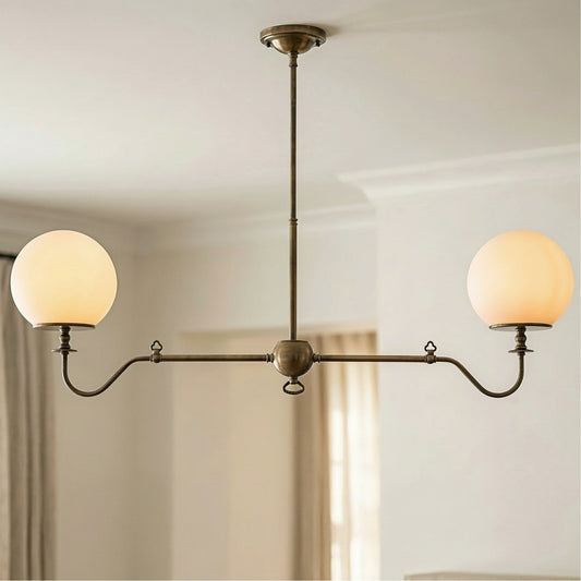 Elias Industrial Glass Globe Linear Chandelier