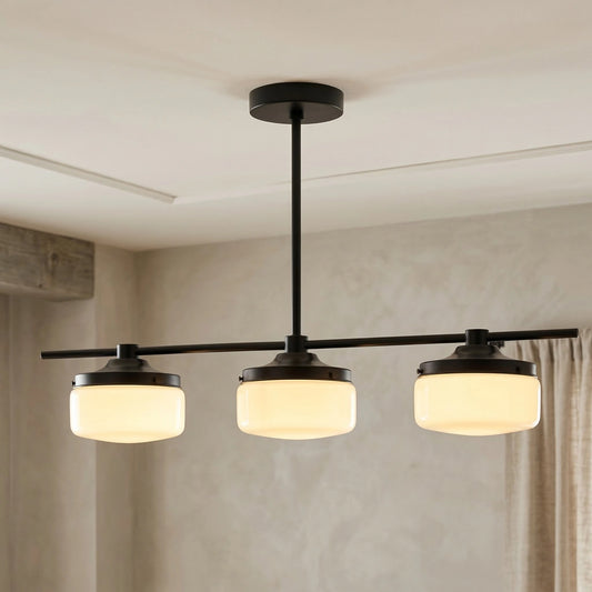Samirra Modern Horizontal Box Glass 3 Light Chandelier