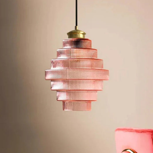 Amara Nordic Striped Stained Glass Bottle Pendant Light