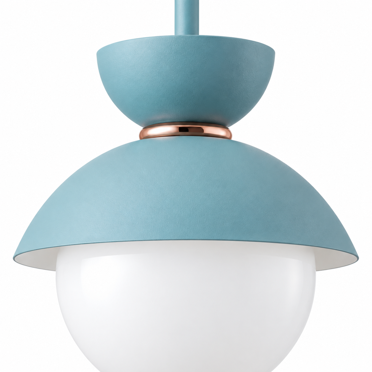 Light blue Zosia metal dome and opal glass detail