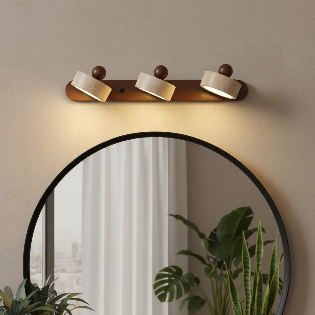 Contemporary Natural LED Travertine Wood Wall Sconce