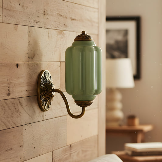 Eloise Vintage Scalloped Cream Milk Glass Oiled Brass Wall Sconce