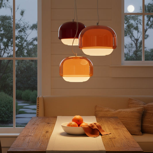 Modern Nordic Round Double-Dome Colorful Glass Pendant Light