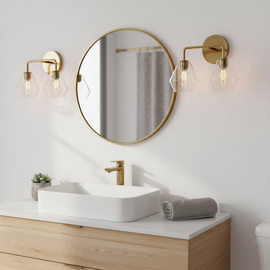 Celeste Modern Sculptural Geometric Brass Glass Wall Sconce