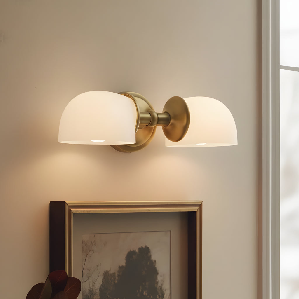 Rustic Metal Double Milk Glass Horizontal Wall Sconce | Mergelighting ...