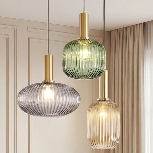Scylla Modern Creative Ribbed Glass Pendant Light