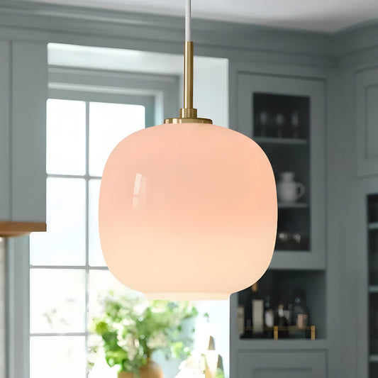 Pyroeis Mid-Century Modern Brass Globe Glass Pendant Light