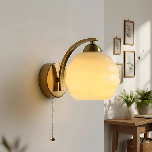 Vintage Bauhaus Milk Glass Wall Sconce