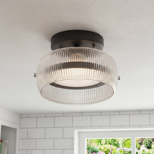 Jude Modern Ribbed Glass Dome Ceiling Light