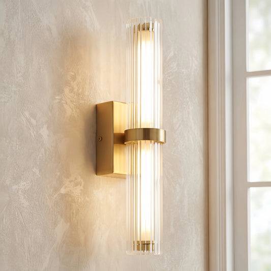 Fluted Glass LED Tube Wall Sconce