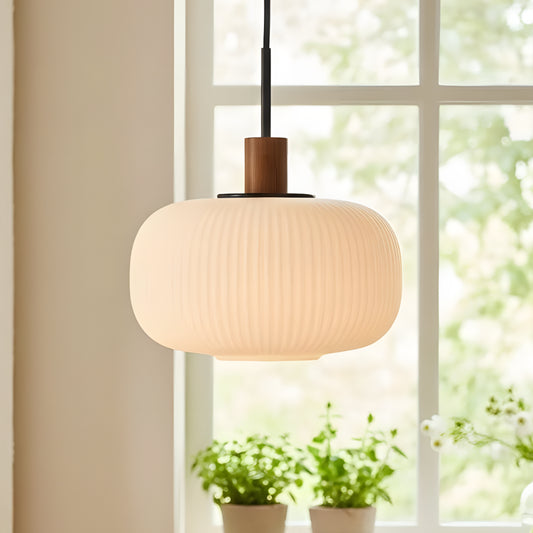 Kipp Scandinavian Frosted Ribbed Glass Pendant Light