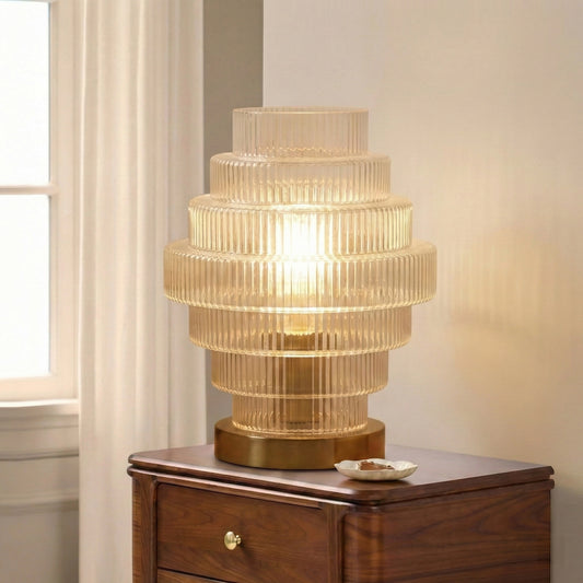 Javier Transparent Ribbed Glass Table Lamp