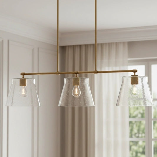 Eska Industrial 3-Light Seeded Glass Adjustable Pendant Light