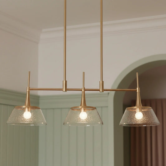 Renée Mid-Century Modern 3-Light Seeded Glass Pendant Light