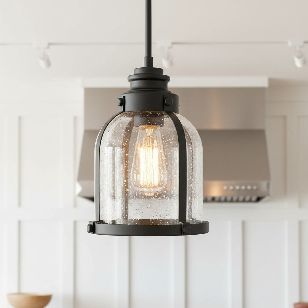 Minimalist Nickel Seeded Glass Dome Pendant Light | Mergelighting ...