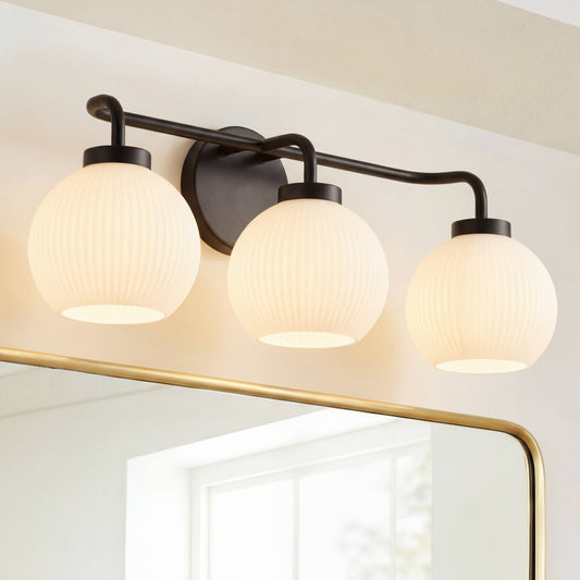 Vero Minimalist 3-Light Milk Glass Wall Sconce