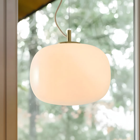 Chronus Minimalist Rounded Rectangle Milk Glass Pendant Light