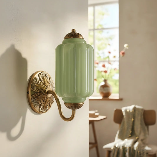 Eloise Vintage Scalloped Cream Glass Oiled Brass Wall Sconce