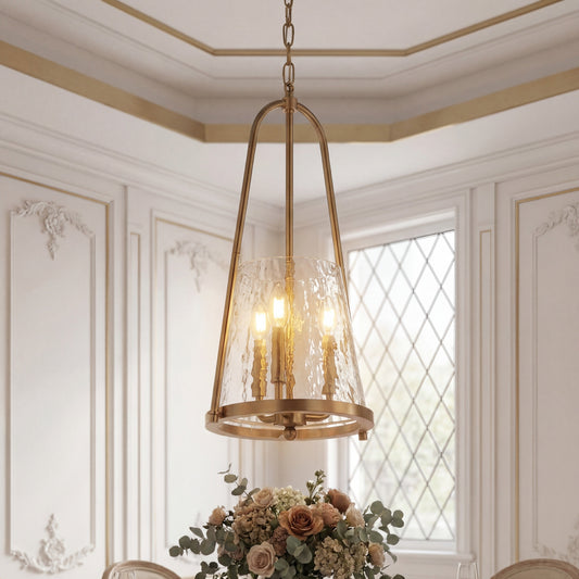 Ismena Industrial Flared Hammered Glass Pendant Light