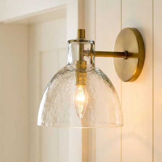 Vintage Brass Recycled Glass Dome Wall Sconce