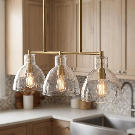 Gravyn Modern Minimalist 3-Light Linear Glass Pendant Lamp