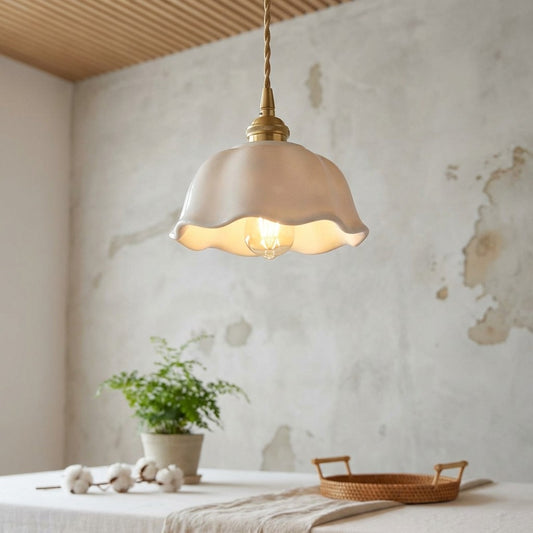 Flower Ceramic Brass Pendant Light - 108PL