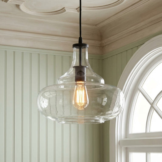 Industrial Gourd Glass Shade  Pendant Light