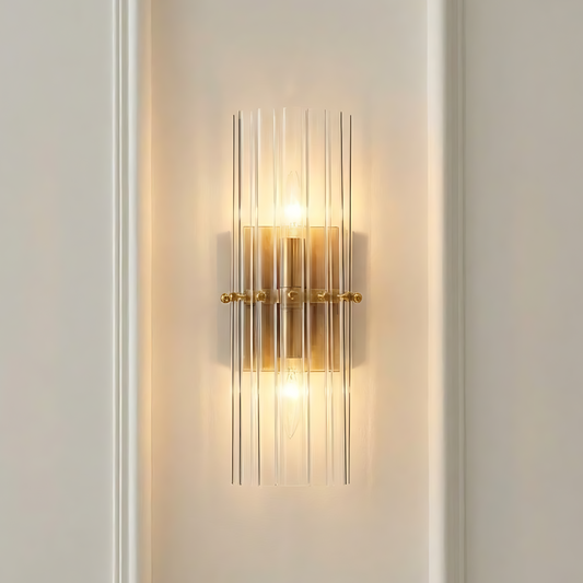 Luxury Ribbed Crystal Double Sconce
