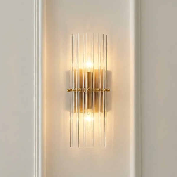 Grayce Luxury Ribbed Crystal Double Sconce