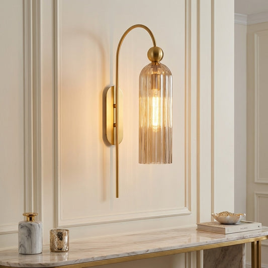 Azura Antique Cylinder Vertical Fluted Glass Wall Sconce