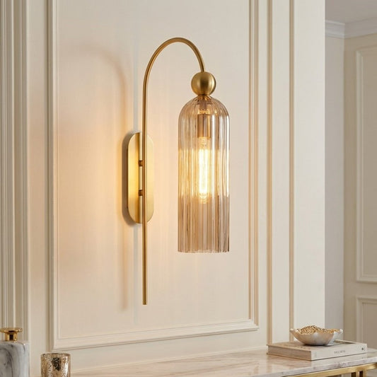 Rowena Antique Cylinder Vertical Fluted Glass Wall Sconce